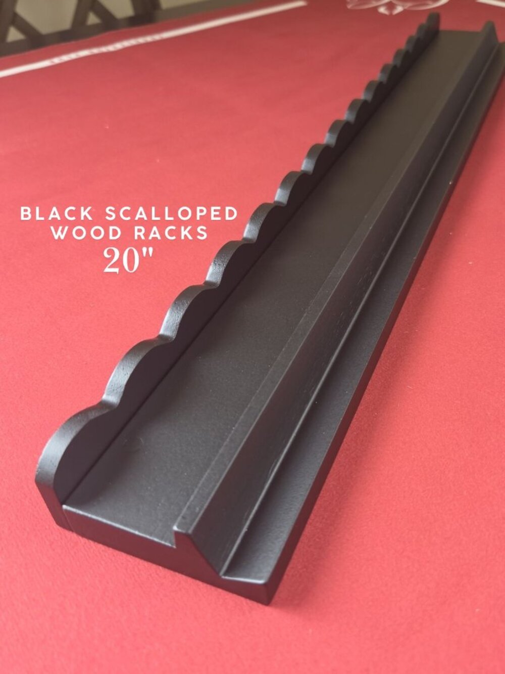 Scalloped Wood Mah Jongg Racks with Magnetic Pushers 20" - Black (Set of 4)